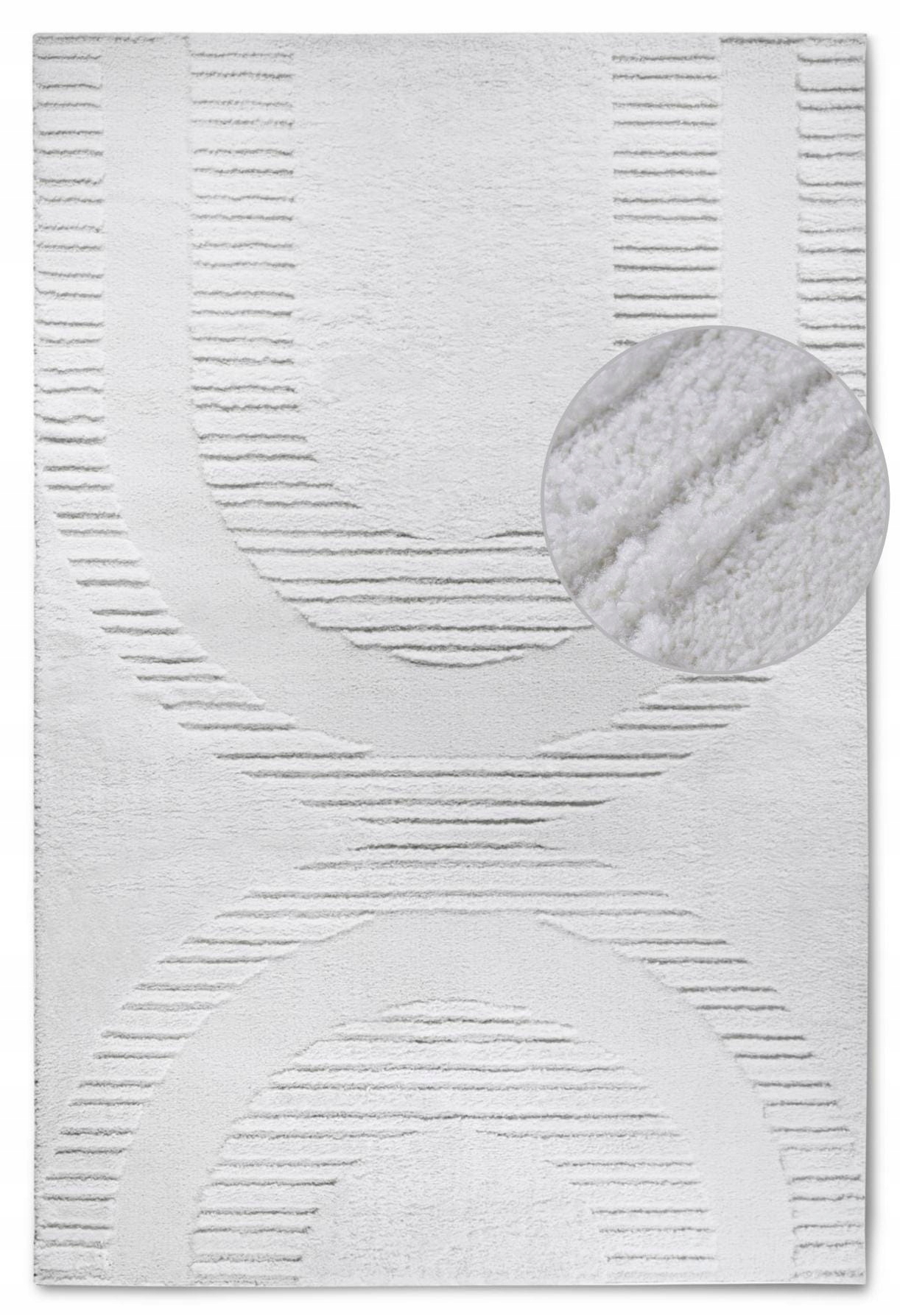 Koberec plyšový do obývacího pokoje 160 x 235 cm, krémový, moderní vzor