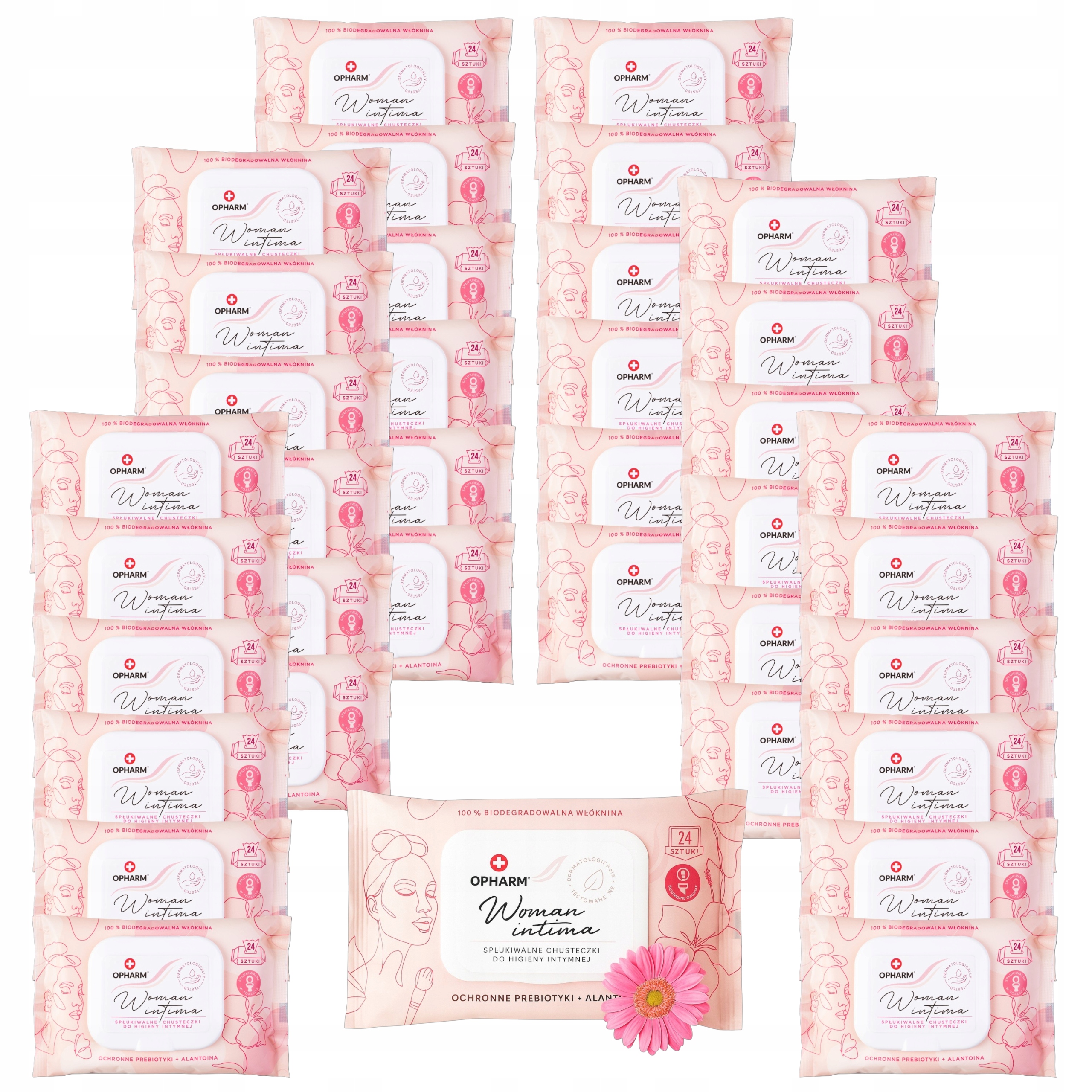 36x Chusteczki do higieny intymnej Opharm 864 sztuk wilgotne odświeżające