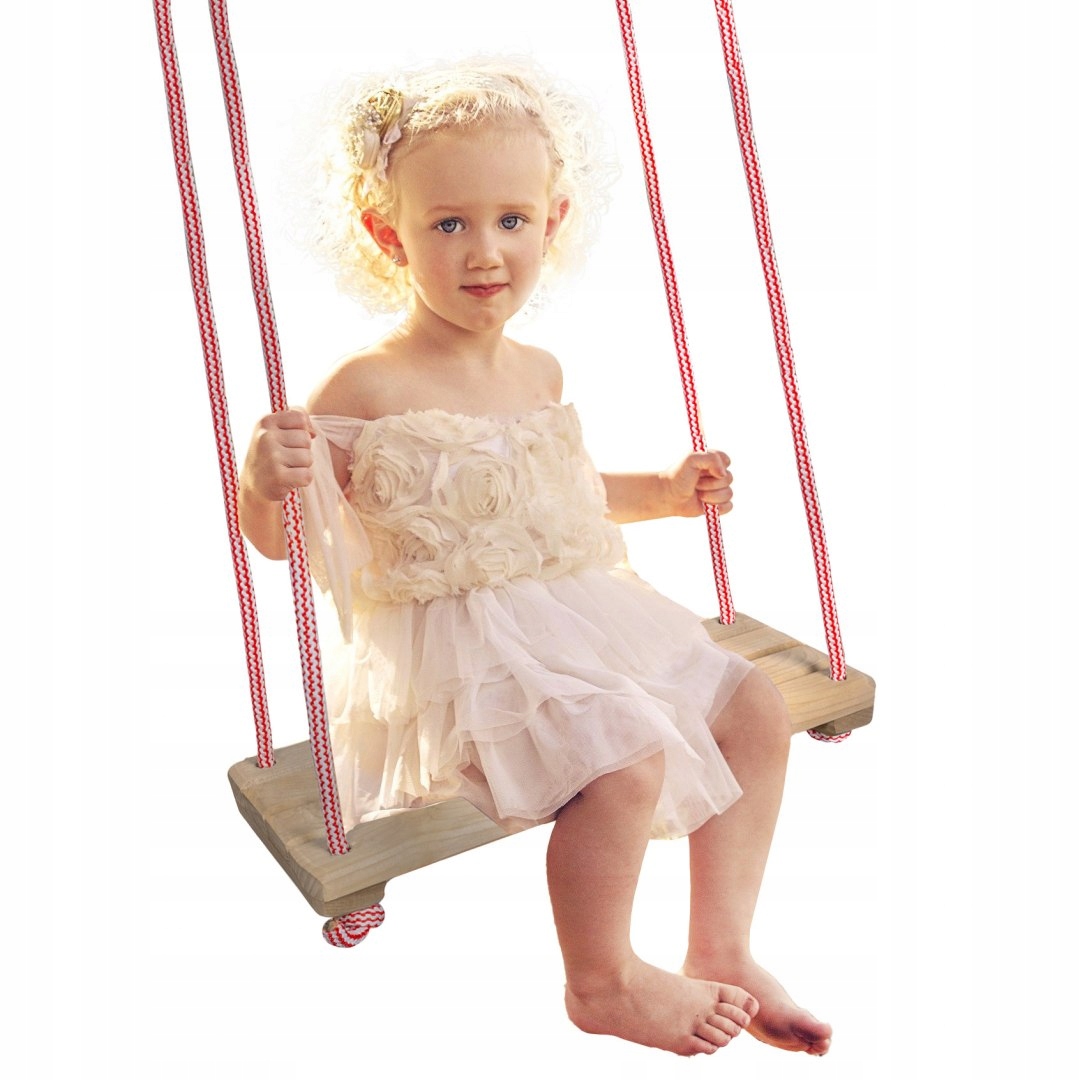 HUŚTAWKA OGRODOWA DLA DZIECI DO DOMU OGRODU POKOJU DOMOWA DREWNIANA BUJAK Długość siedziska 42 cm