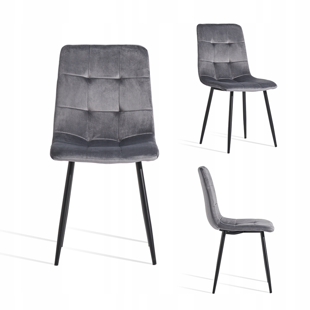 

Krzesło szare welurowe tapicerowane aksamitne