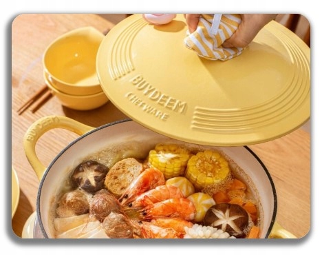 BUYDEEM Emaliowane naczynie żeliwne 3,9L, CP551, Mellow Yellow — 13