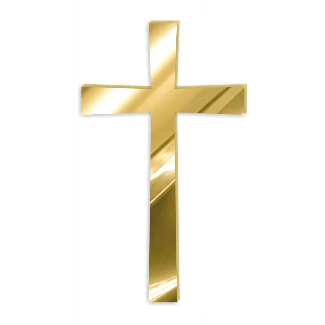 TOPPER na bok TORTU pierwsza KOMUNIA święta KRZYŻ akryl ZłOTE lustro