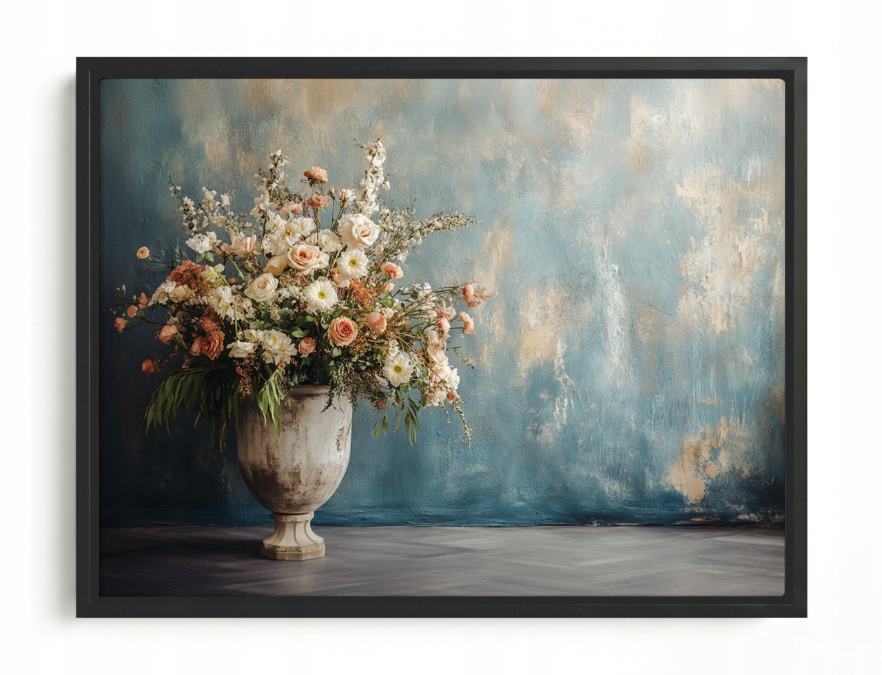 Obraz Rám Americký Box Dekorace Retro Vintage Květiny Váza Květináč 80x60