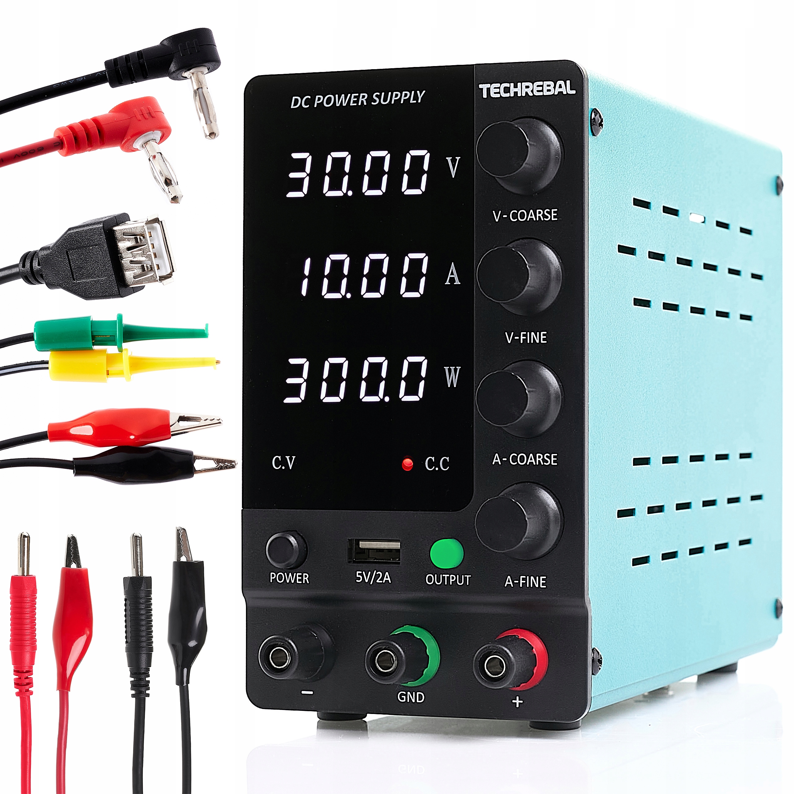 Laboratorní Servisní Napájecí Zdroj Techrebal SPS-C3010 30V 10A Usb 5V Kabely