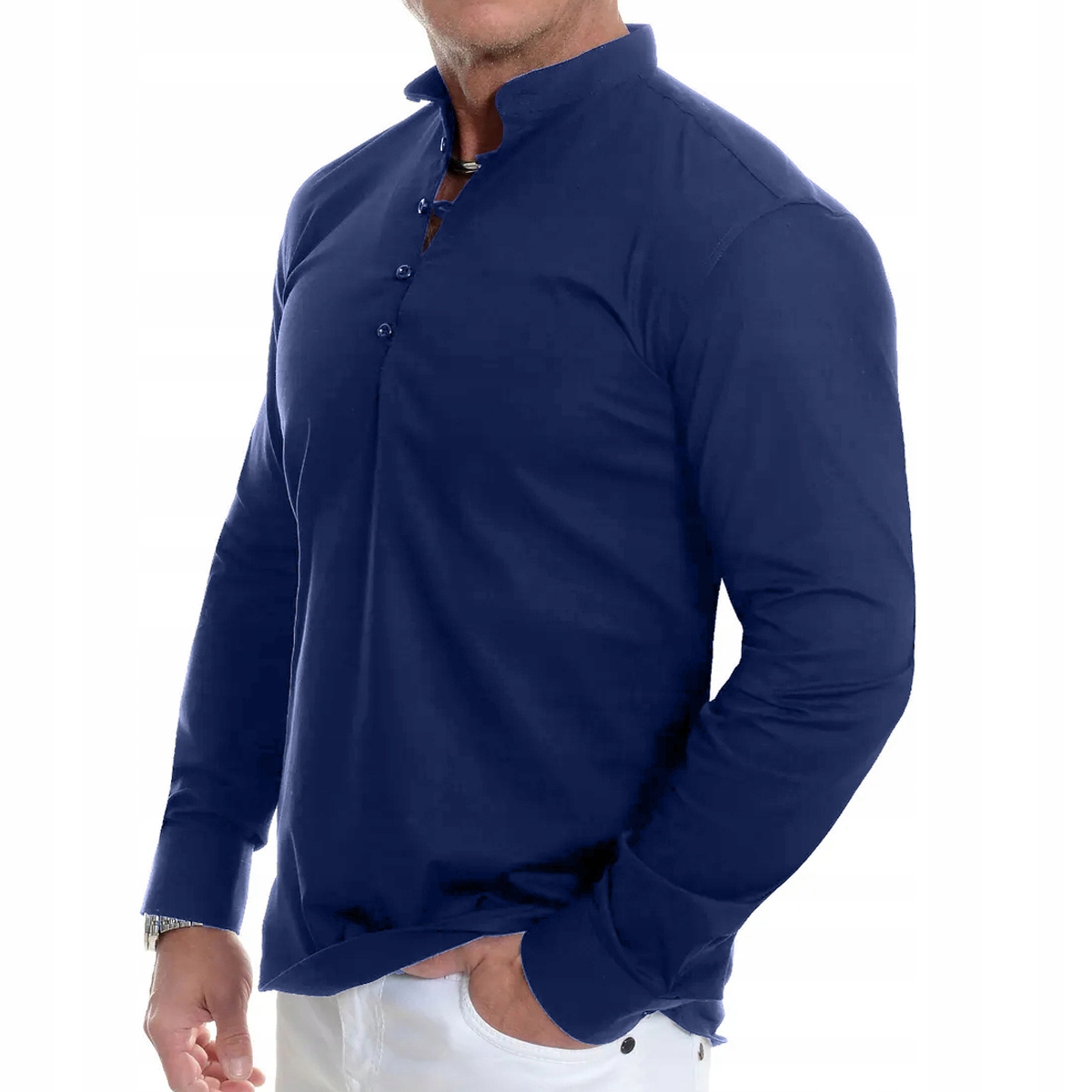 Pánská košile Elegantní stojáček Svatba Svaté Přijímání Casual bavlněná