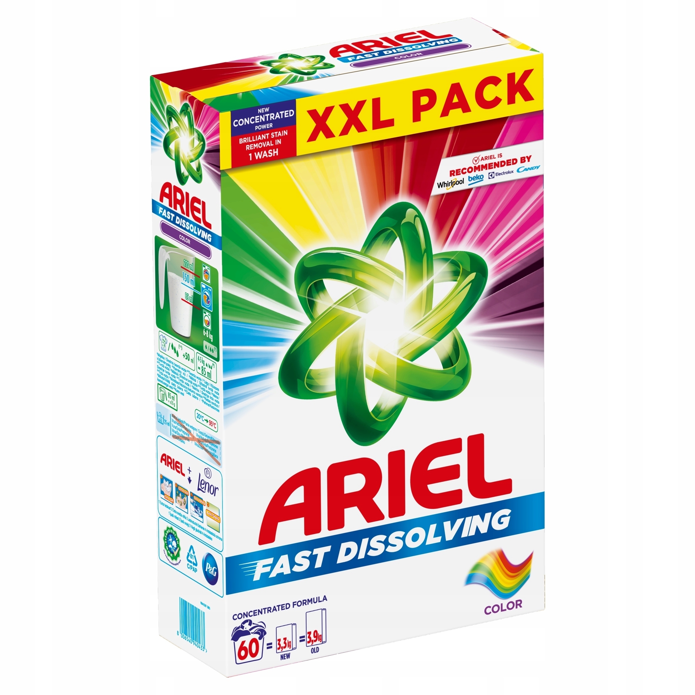 Levně Prášek na barevné prádlo Ariel Color na 60 praní 3300 g XXL Balení