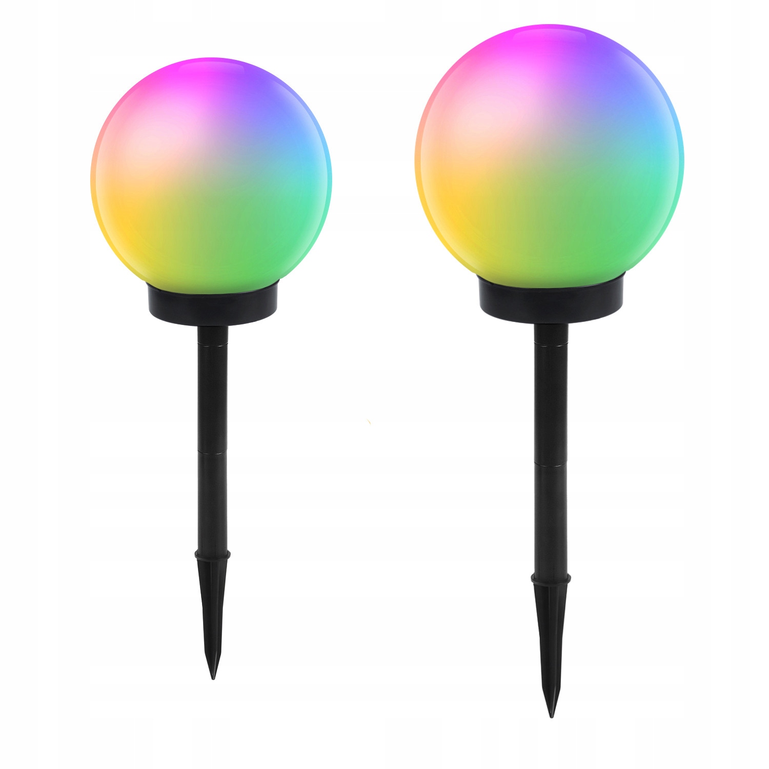 2x zahradní lampa volně stojící, barevná Led Rgb solární 15 25 cm