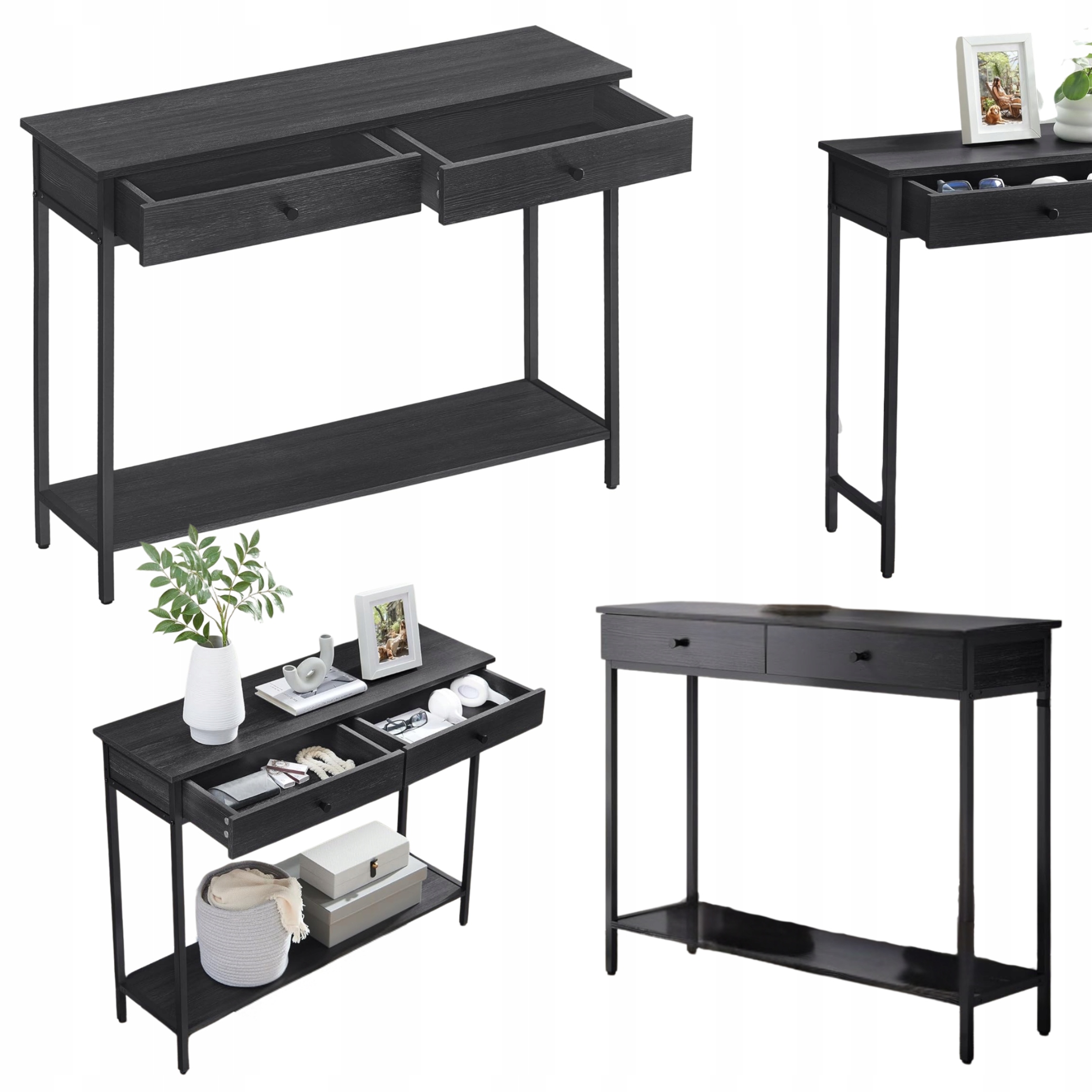 Nočný stolík Konzolový stolík 100 cm 2 zásuvky polička na stôl do spálne