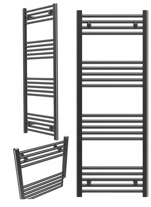 Koupelňový Radiátor Čierny Rebríkový 50x130 cm Montáž 180° Radiátor Breno