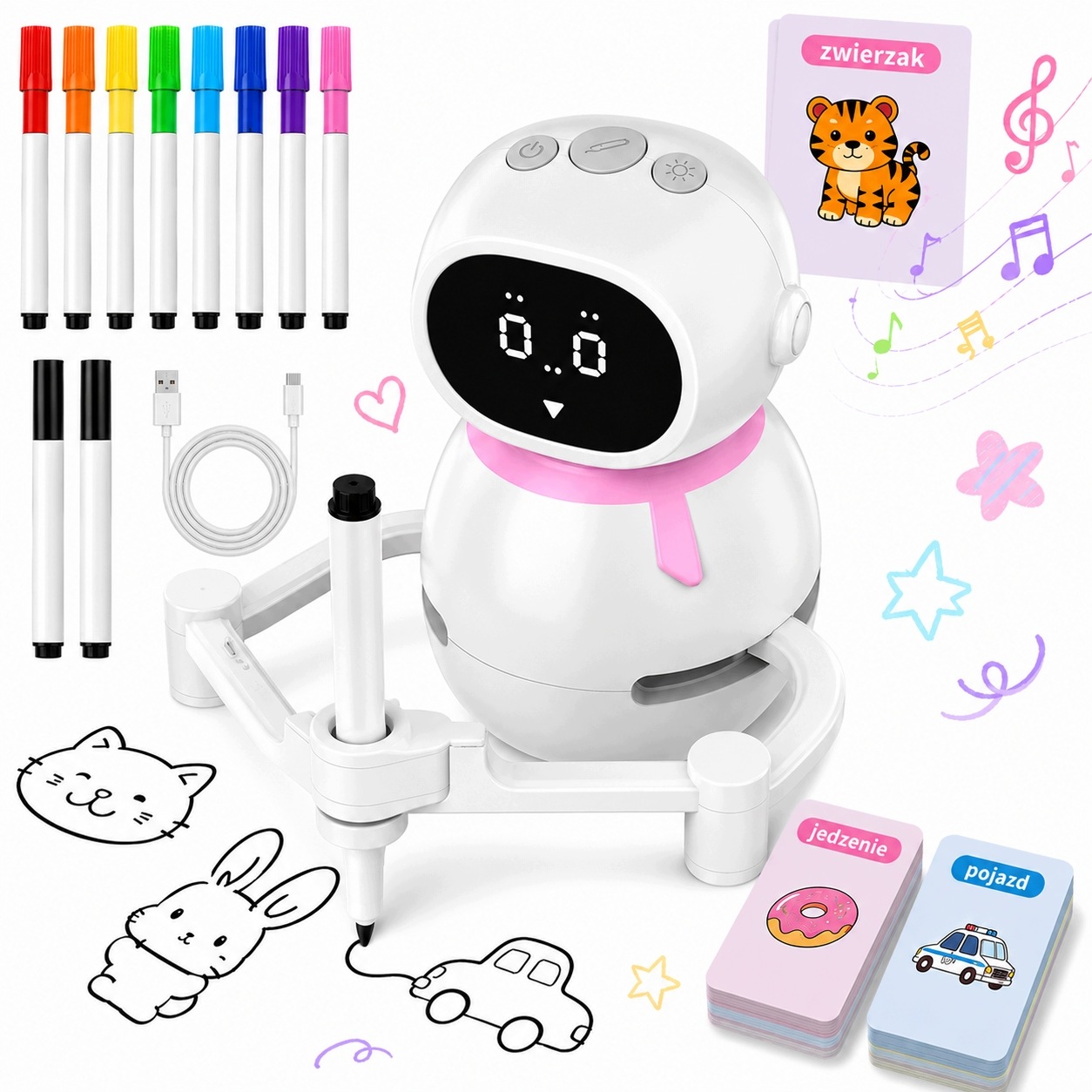 Robot dla dzieci rysujący Mela Po Polsku do Nauki Edukacyjny Interaktywny