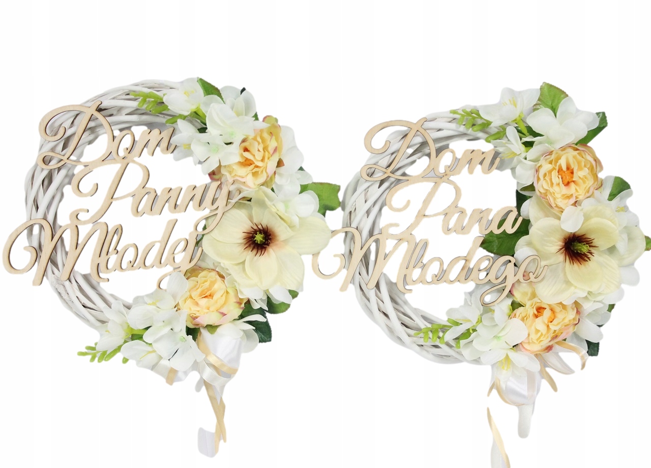Věnec dekorace na dveře Dům nevěsty Krémový