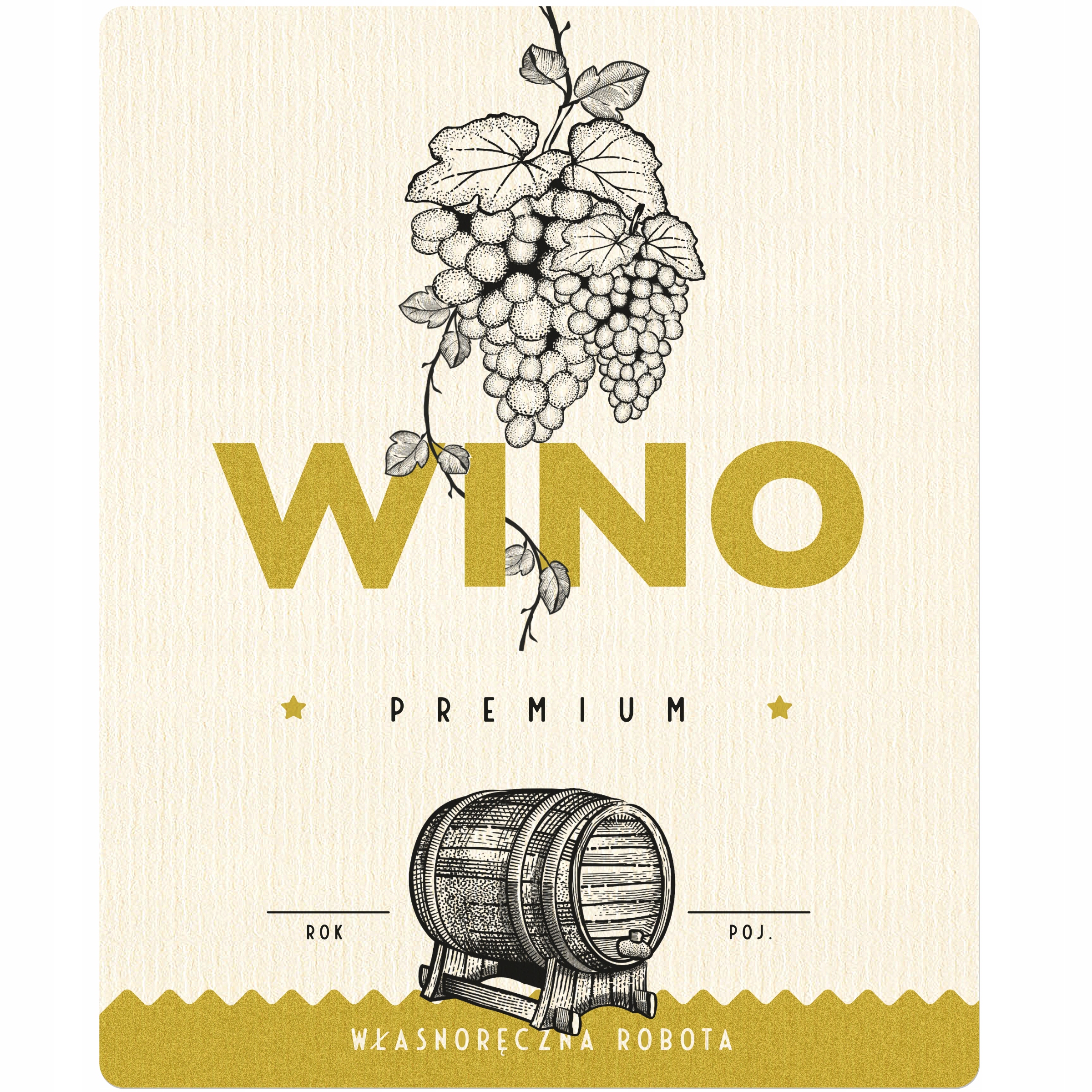

Etykieta na wino. Papier ozdobny, drobne prążki.