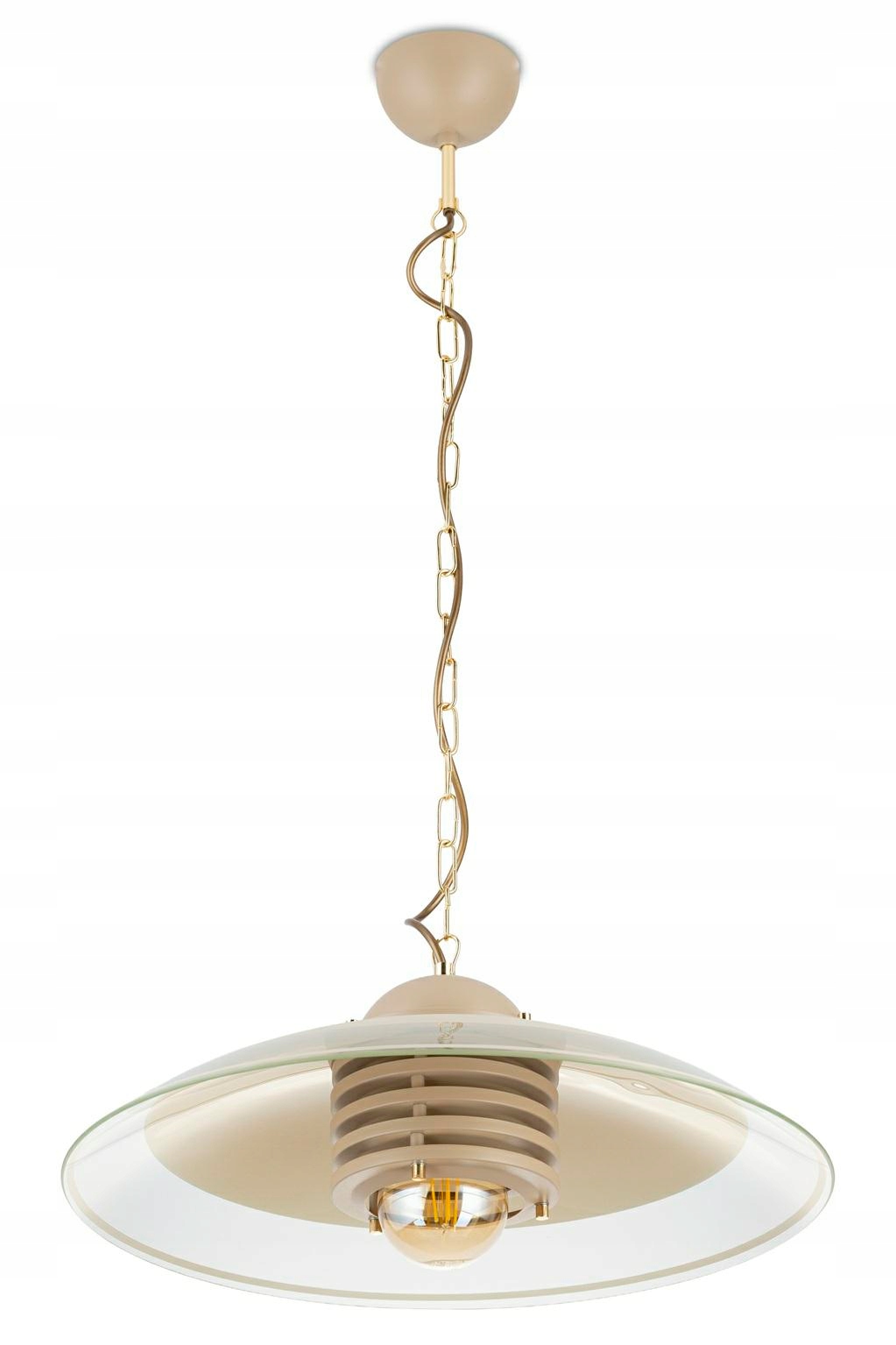 Závesná lampa Kitchen Béžovo-zlatá 1xE27 47 cm Sklenená do kuchyne Taupe Loft
