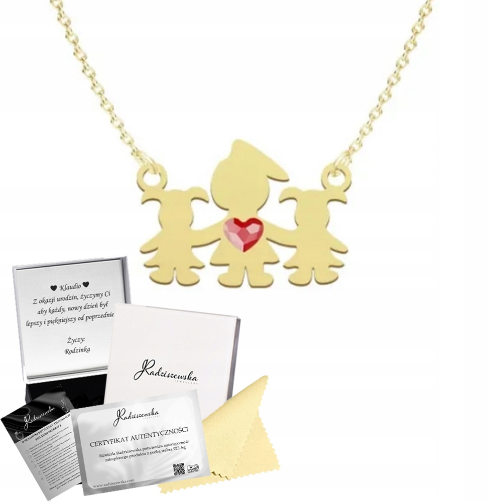 Náhrdelník Zlatá maminka s dcerami Řetízek 925 Dárek Gravírování Přání