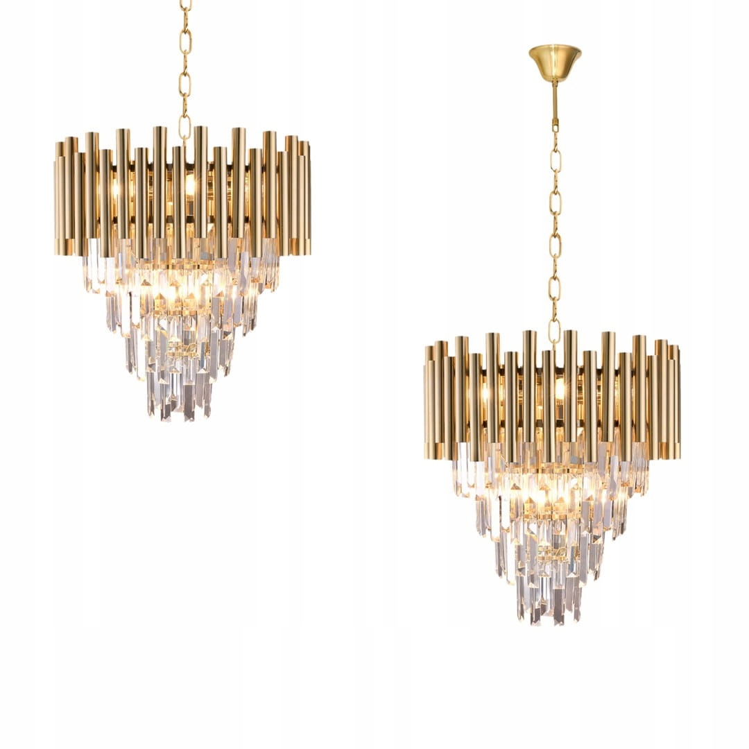 Żyrandol lampa wiszaca złoty metal kryształopwy kosz Madison E14 Milagro