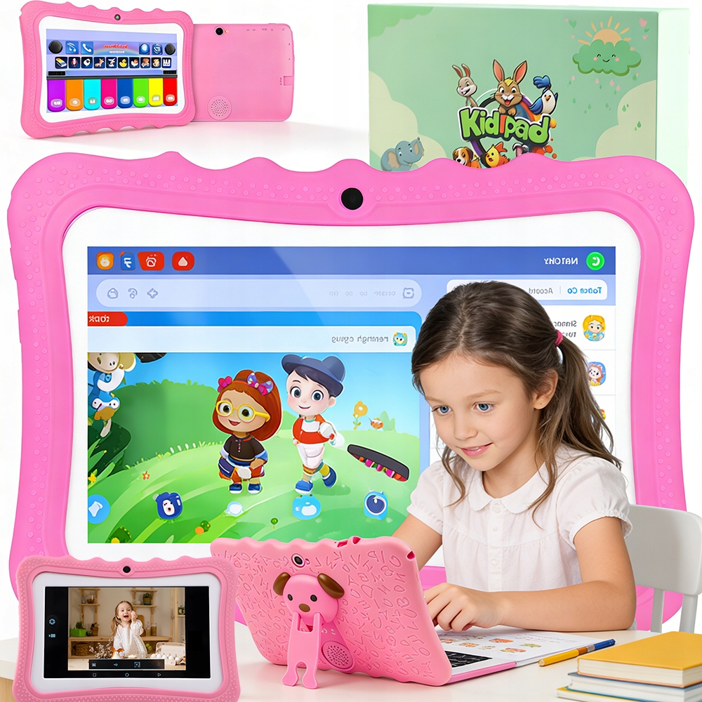 Tablet Dla Dzieci 7" Edukacyjny Gry Zabawki Zestaw Android Wifi Różowy