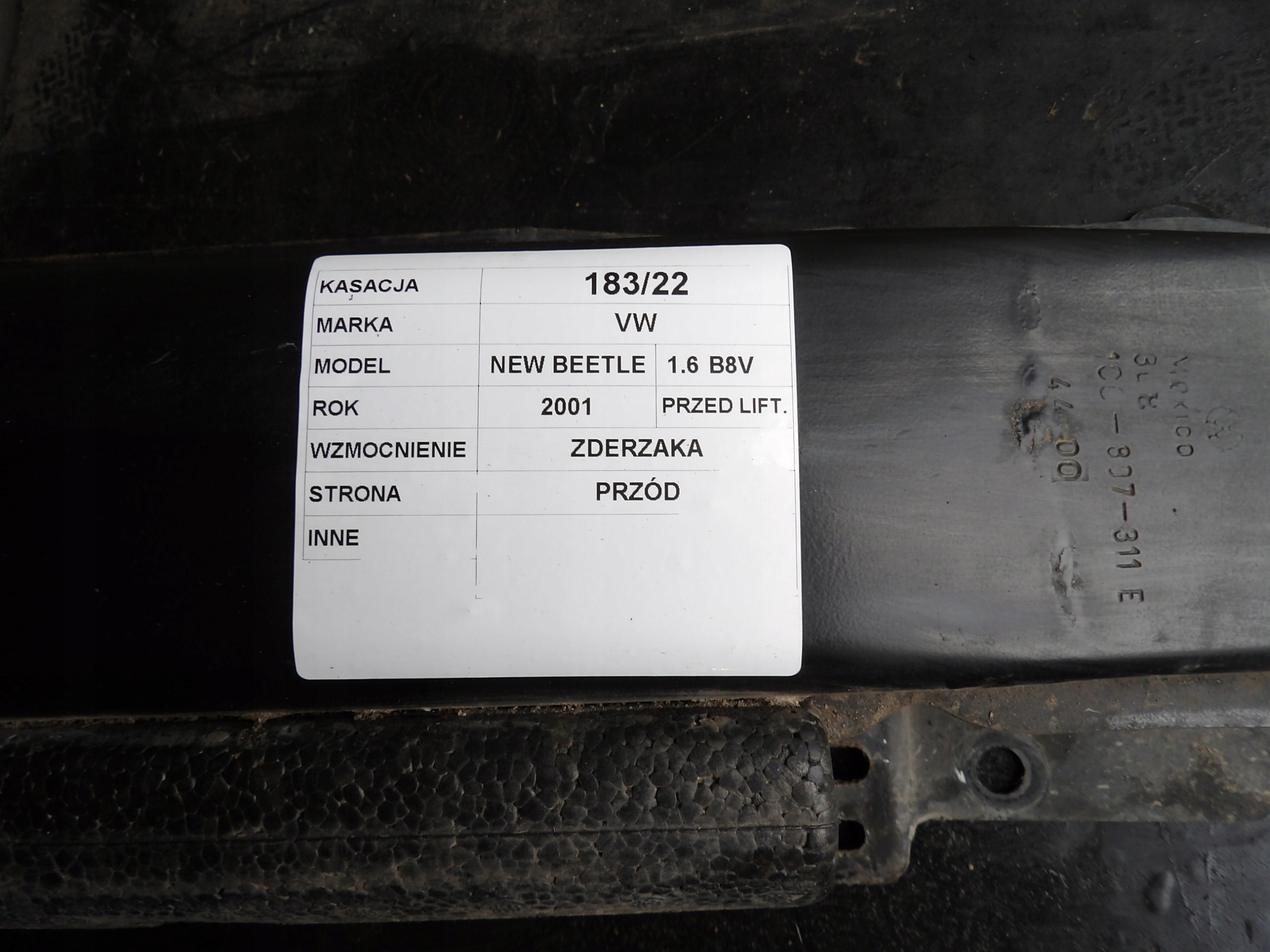 Traversa Paraurti Anteriore New Beetle 1C0807311E