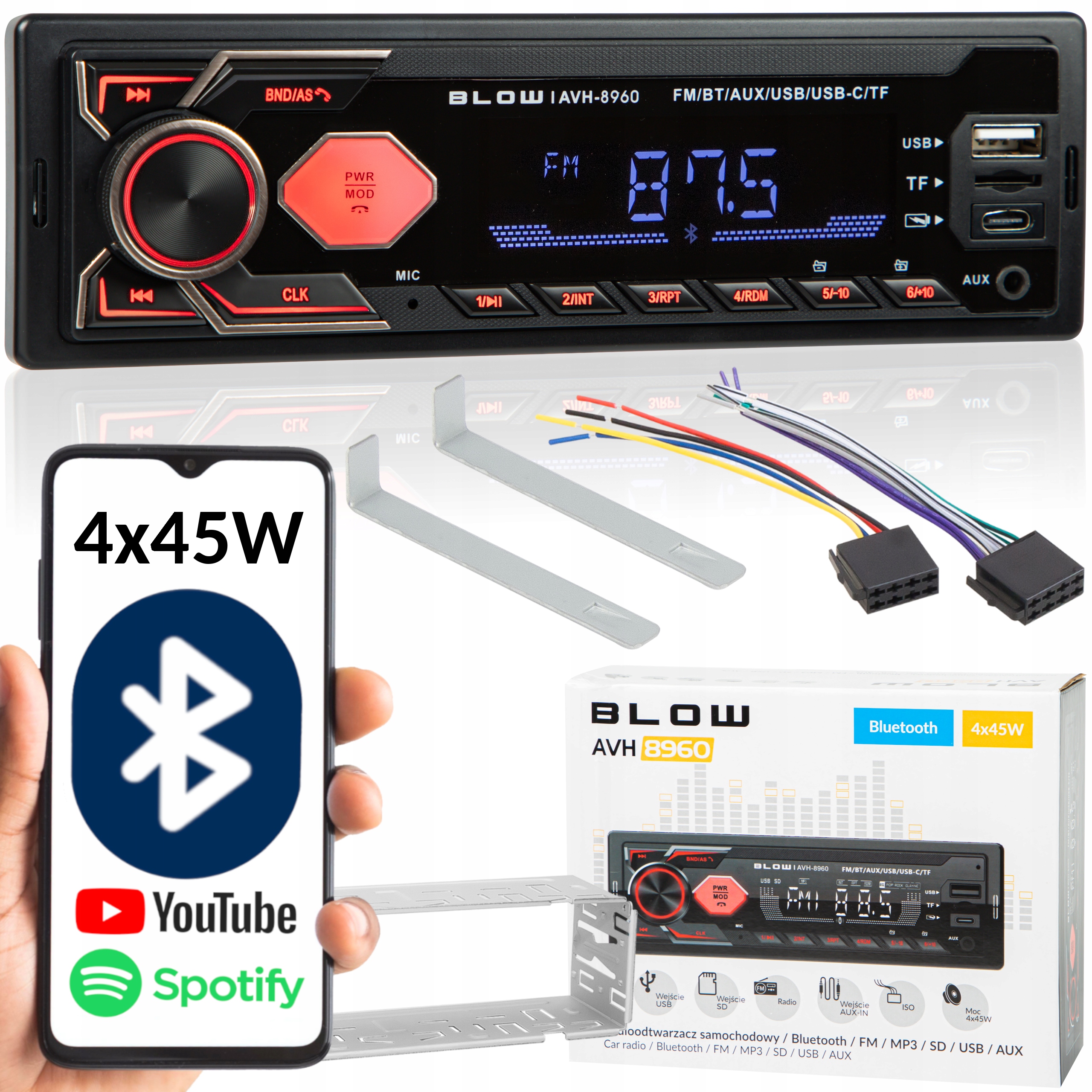 Automobilové Rádio Blow AVH8960 1-DIN AVH-8960 Rds MP3/USB/micro