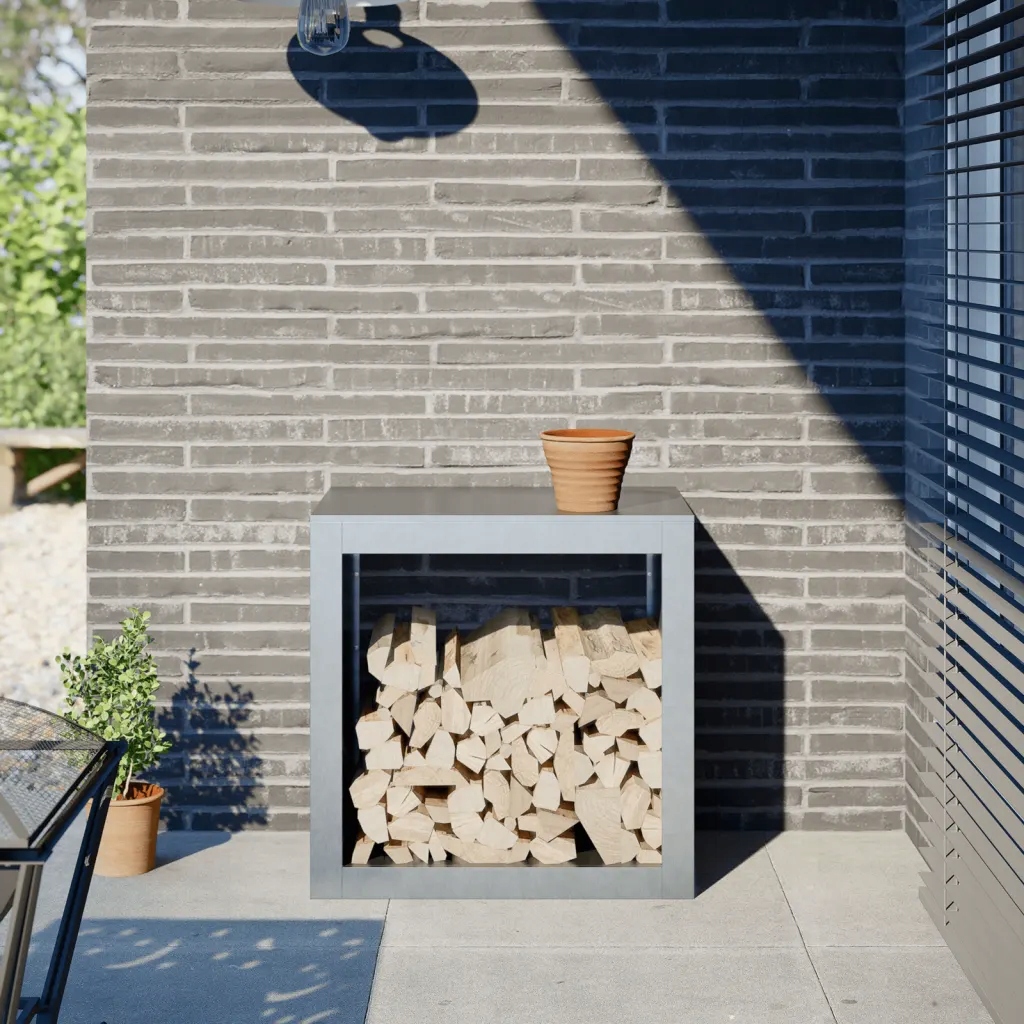 Stojan na palivové dřevo 60 x 40 x 60 cm pozinkovaná ocel Nerezová ocel Š