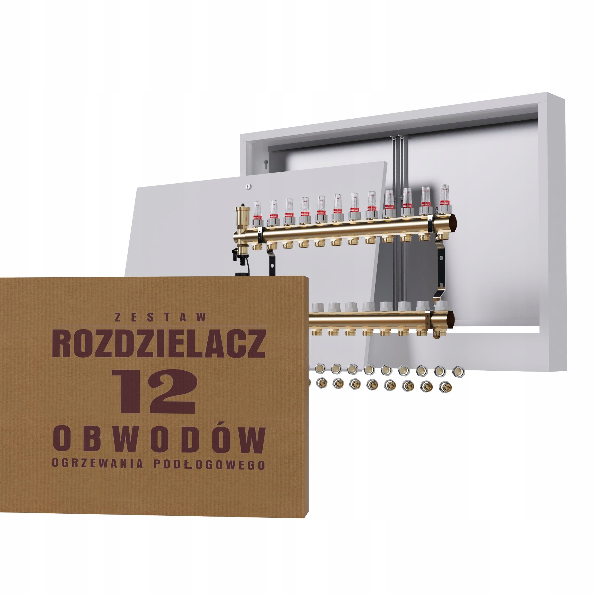 Rozdělovač pro podlahové topení 12, nástěnný box Pex