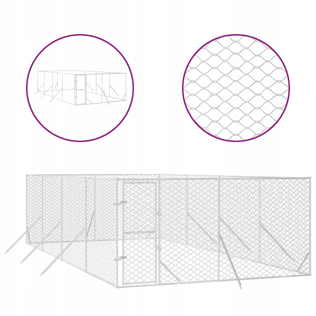 Levně Kotec venkovní pro psa, 4x8x2 m, ocel galvanizovaná