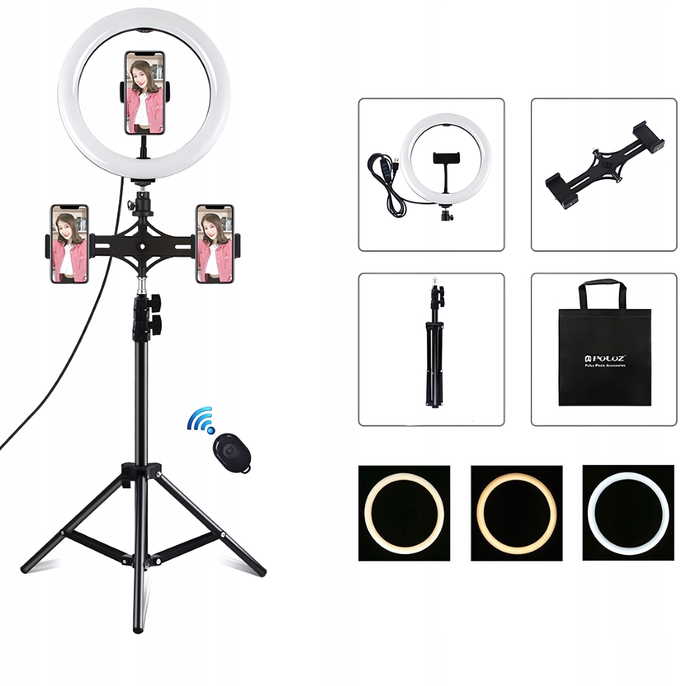 Puluz Ring Light Studiová kruhová lampa Led Stativ Držák na telefon