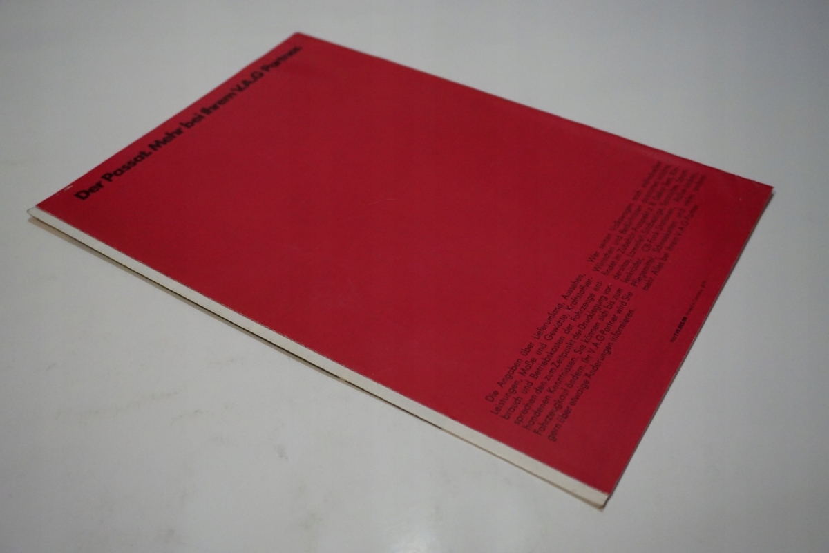 PROSPEKT VOLKSWAGEN PASSAT 1979 Topic Passenger cars