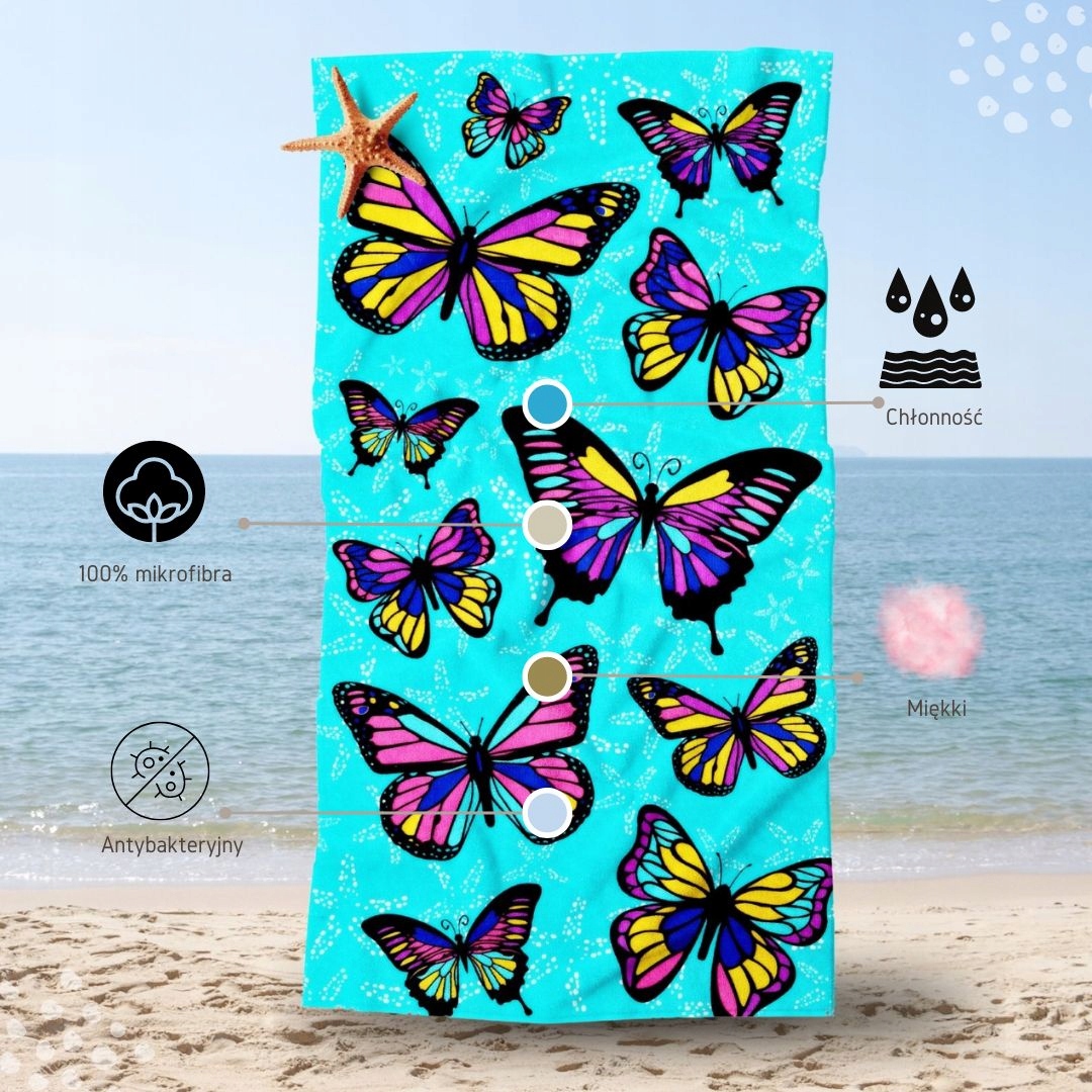 DUŻY RĘCZNIK PLAŻOWY SZYBKOSCHNĄCY 90X170 KĄPIELOWY Z MIKROFIBRY WZORY XL % Marka RoomTime