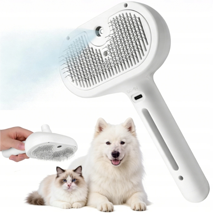 Elektrický Pařní Kartáč 2 V 1 Pro Psy A Kočky: Odstranění Zplsti, Masáž, Bělení
