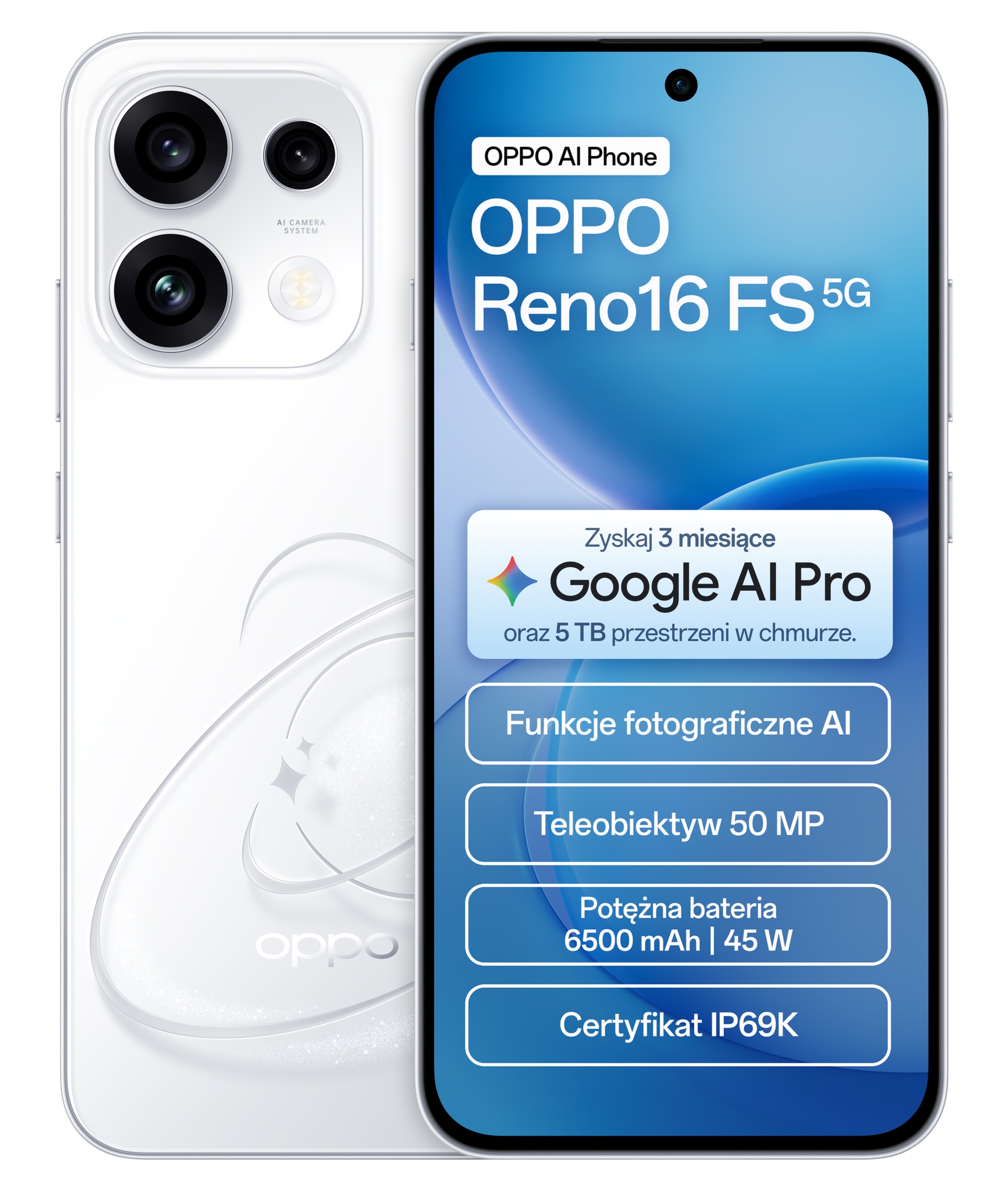 Smartfon Oppo Reno16 Fs 5G 8/512 Gb biały