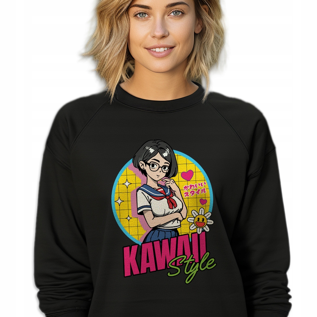 Mikina Tepláková Černá Velikost XL Kawaii Anime Stylová MIX Vzorů