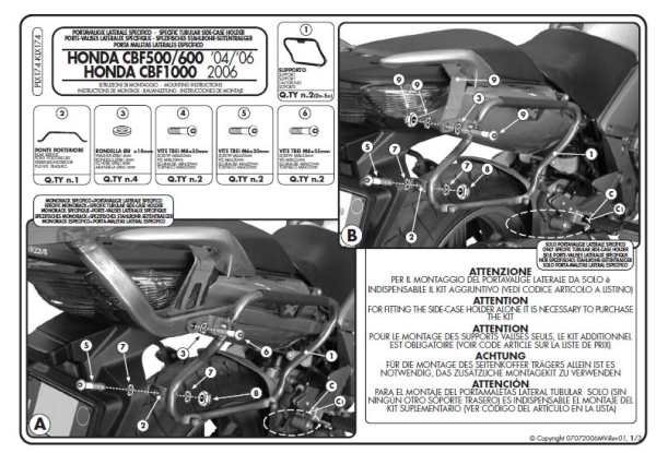 

Kappa KLX174 Stelaż Kufrów Honda Cbf 500/600 /1000