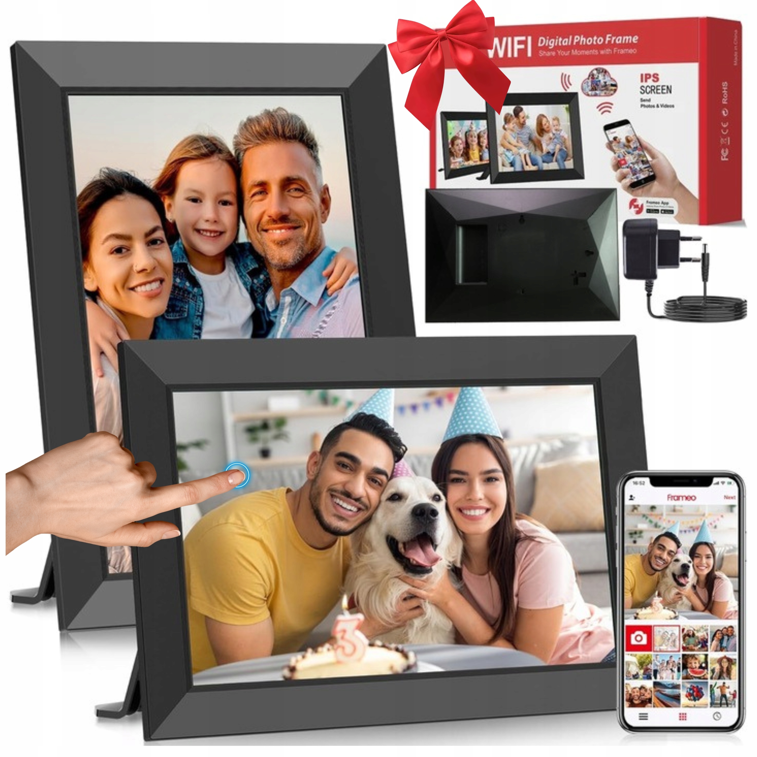 Rámeček Digitální Na Fotografie Frameo Wi-Fi 10,1" Ips Dotykový Fotorámeček 32GB Hd