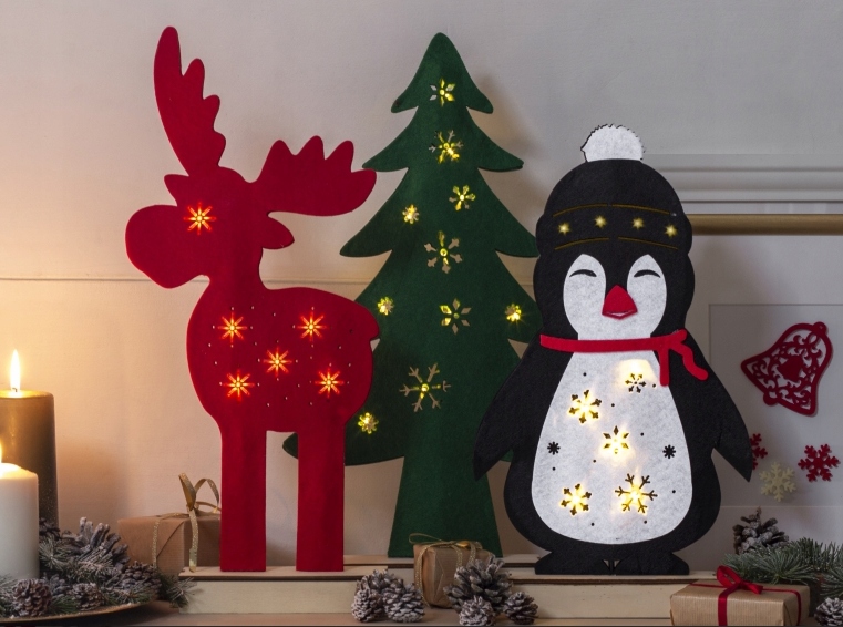 OZDOBA ŚWIĄTECZNA LED CHOINKA 47cm FILC Wysokość produktu 46.9 cm