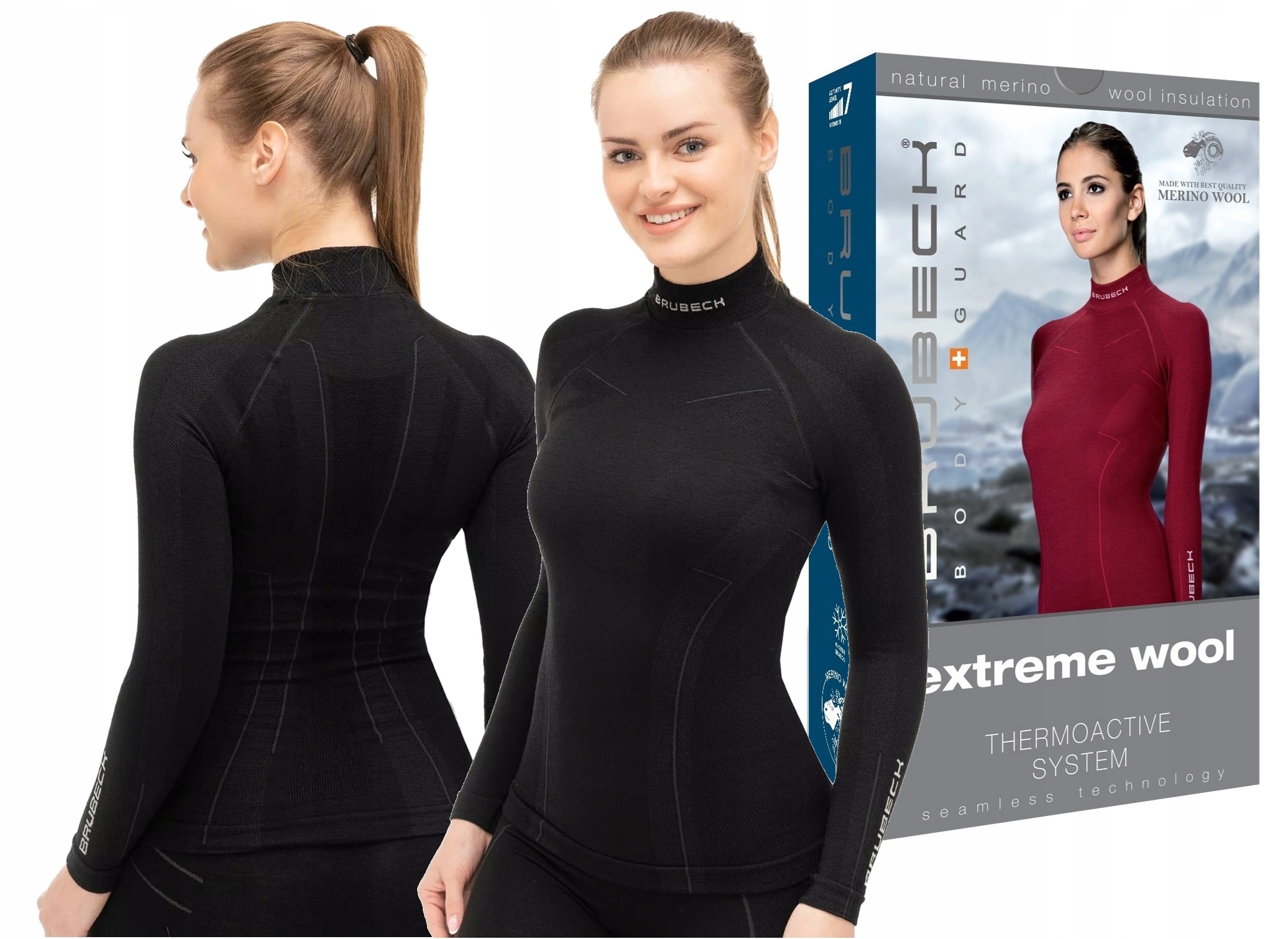 Wełniana koszulka termoaktywna Damska bluza termiczna Brubeck Merynos Wool