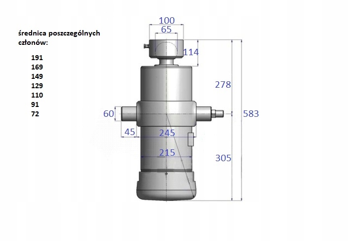 siłownik wywrotu Man TGL Renault Midlum Numer katalogowy części HY1549.35