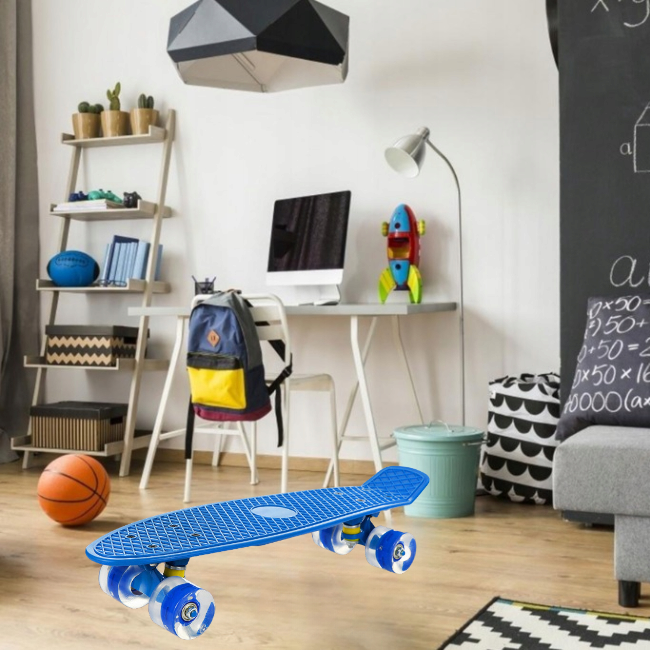 DESKOROLKA FISZKA LED DLA DZIECI DESKA ŚWIECĄCE KOŁA RGB FISHBOARD FISH Szerokość decku 15 cm