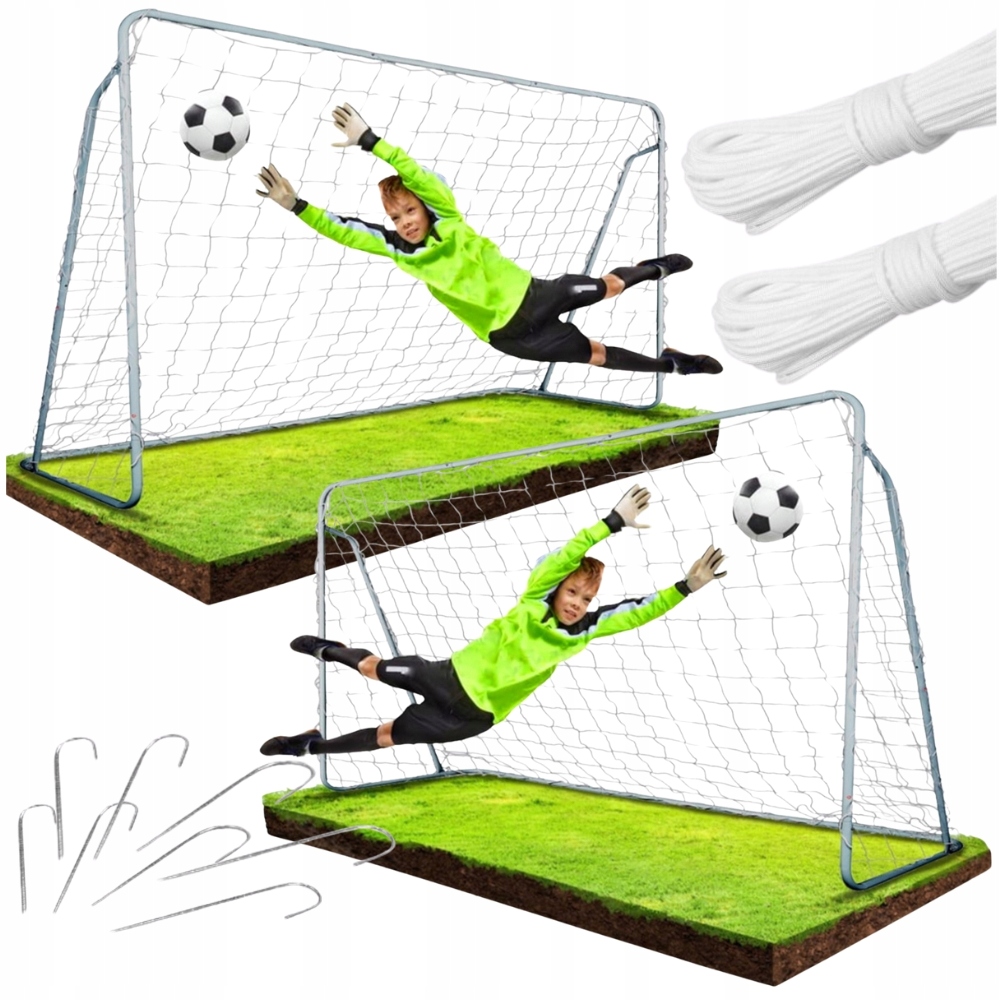 2X Bramka Metalowa Piłkarska Piłka Nożna 215X150X76CM Przenośna