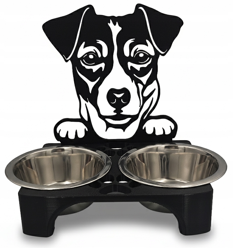 Stojan na misky pro psa 3D Misky Jack Russell Terrier 2 x 400 ml