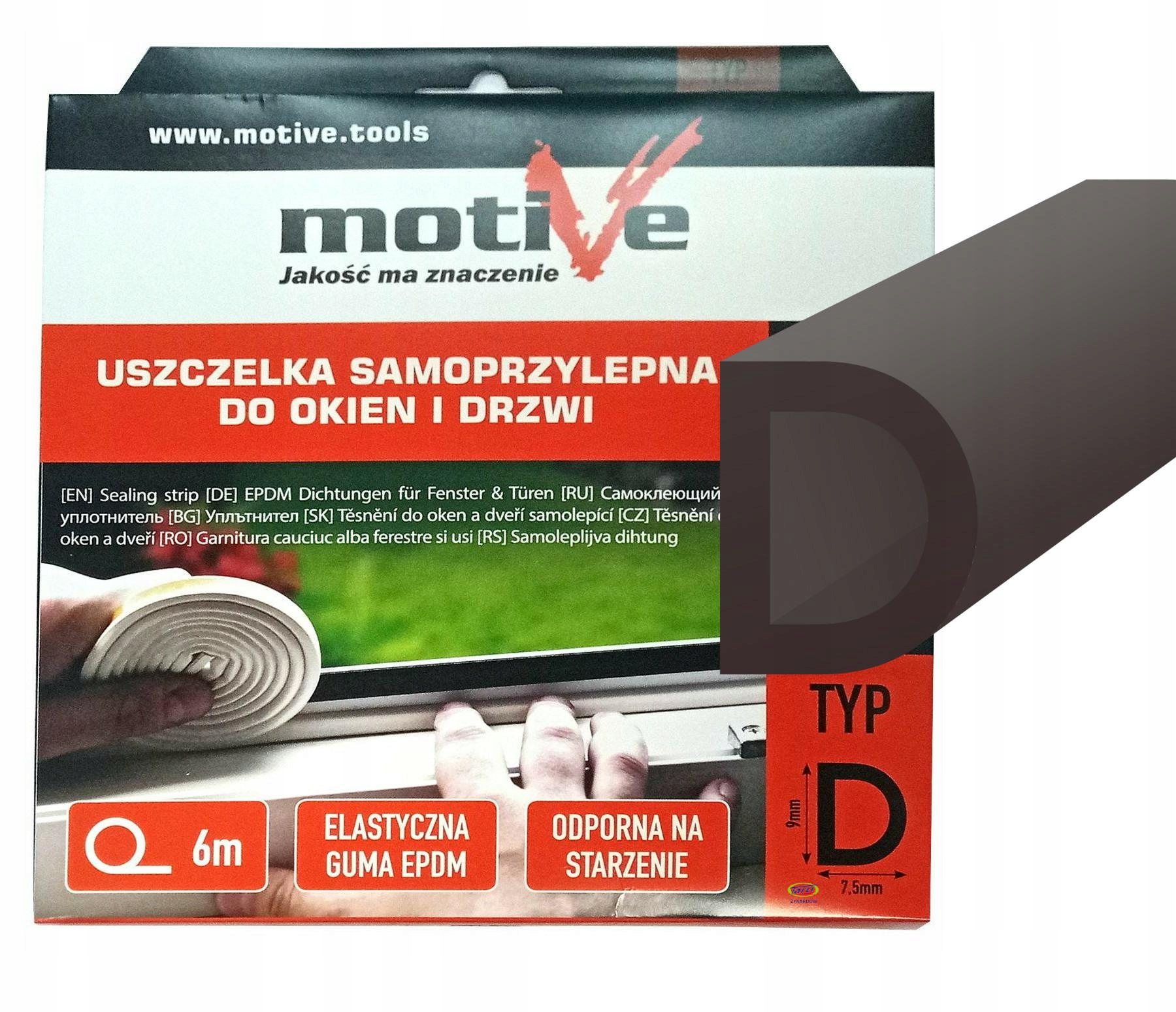 Uszczelka samoprzylepna do okien TYP D BRĄZOWA 6m