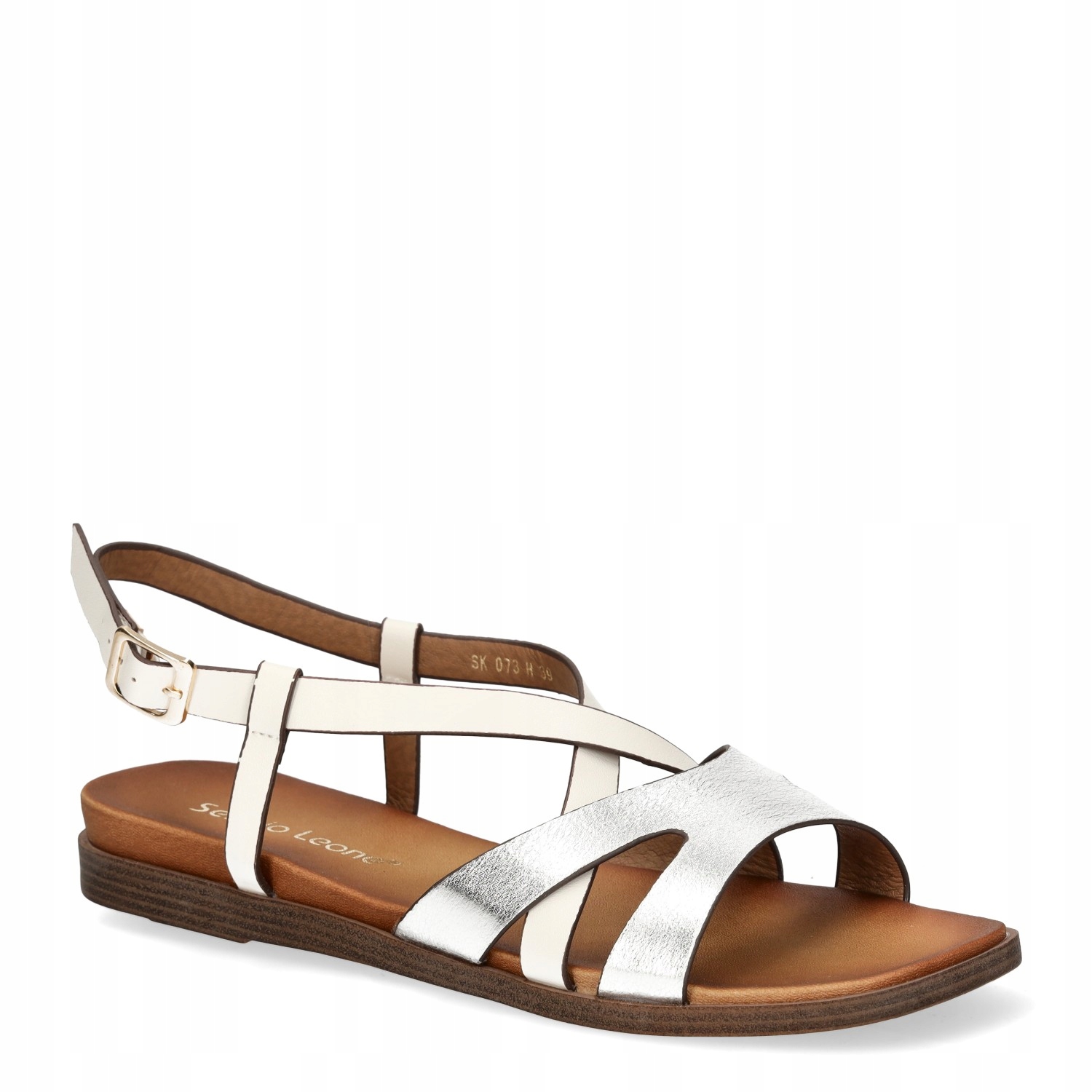SANDAŁY DAMSKIE ELEGANCKIE NA PŁASKIM OBCASIE SERGIO LEONE BIAŁE R.37