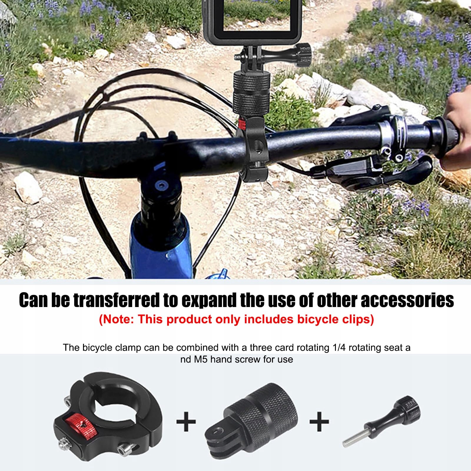 GOPRO Uchwyt Rowerowy 360° Do Kamery Sportowej Na Kierownicę — miniatura 4