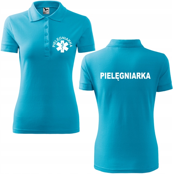 

Damska Koszulka polo Pielęgniarka z nadrukiem r. L