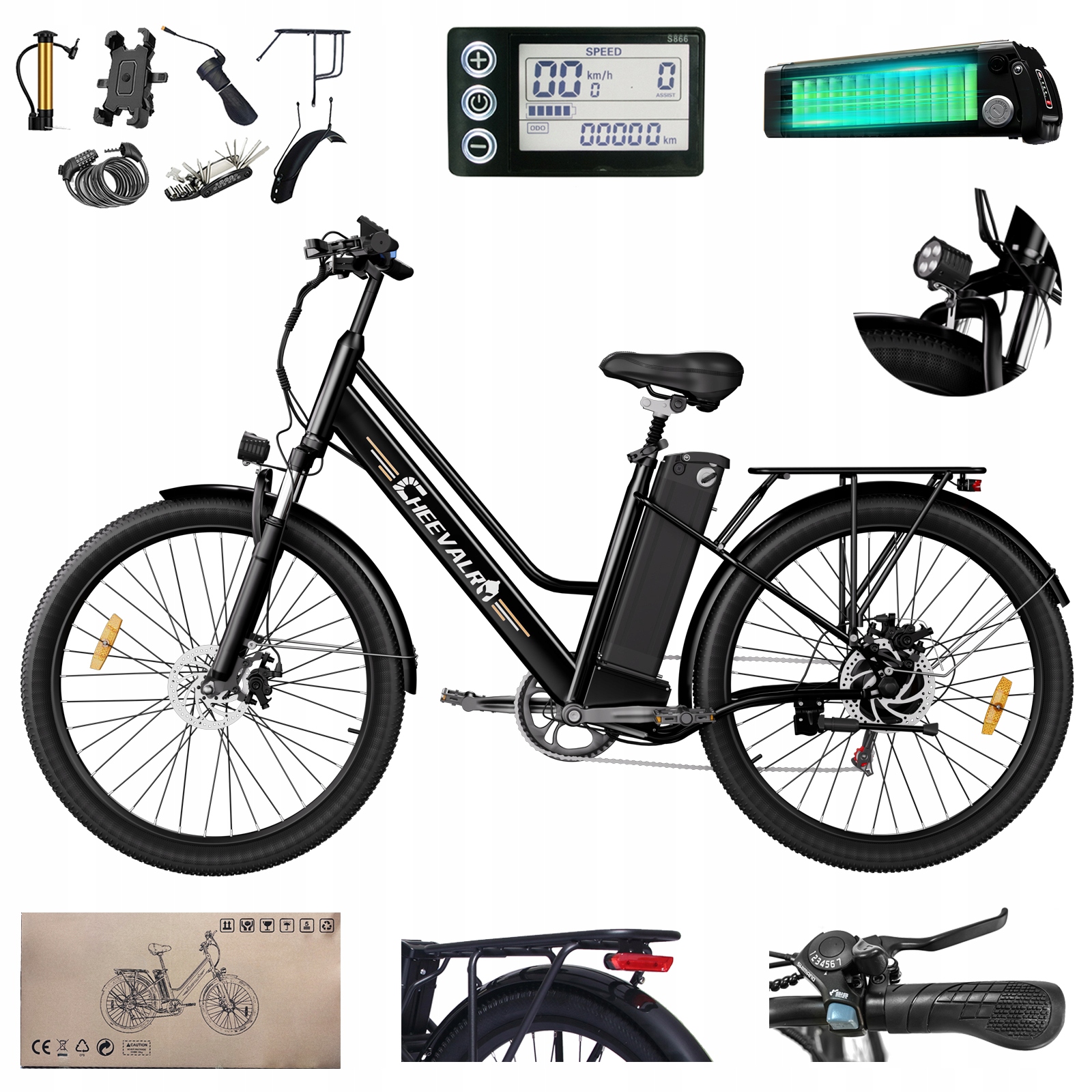 Elektrokolo Cheevalry C26 Pro 250W 720Wh 120KM E-bike Shimano