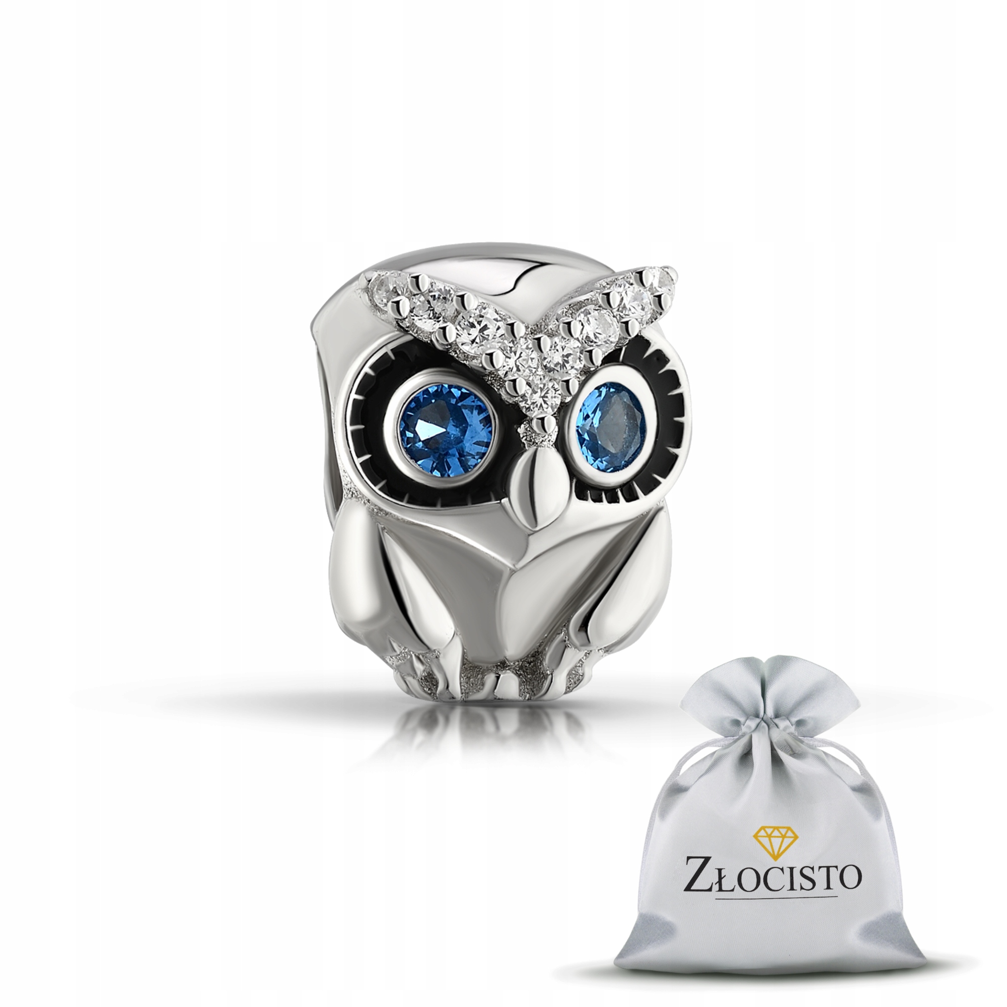 Sova Stříbro 925 Stříbrný Přívěsek Bead Korálek Do Náramky Jako Dárek