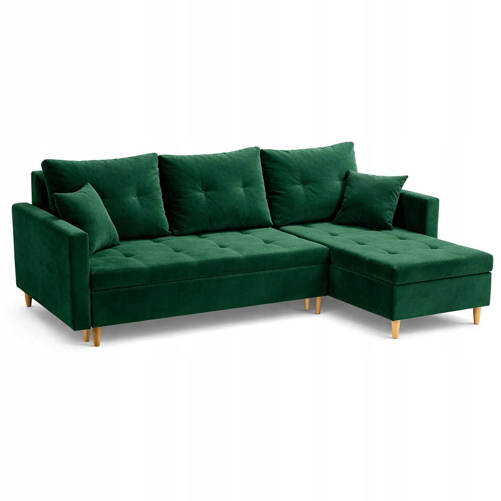 Zelený Rohová Sedací Souprava S Funkcí Spaní Scandik Pik Bonell DL Rohová Sedačka – 2 Nádoby