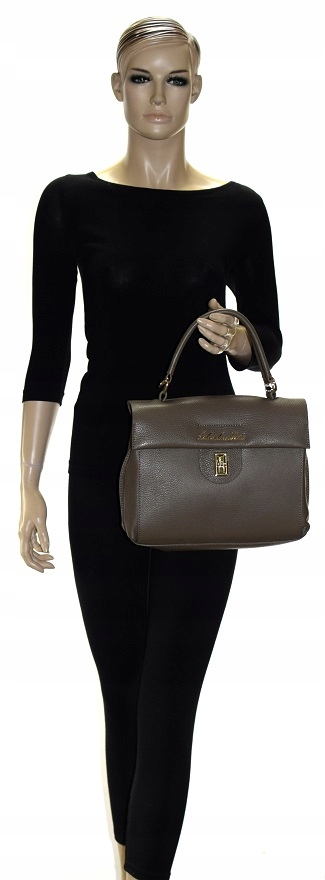 TOREBKA SALVADORE FERETTI SKÓRA SZARA LUX 920D Styl miejski