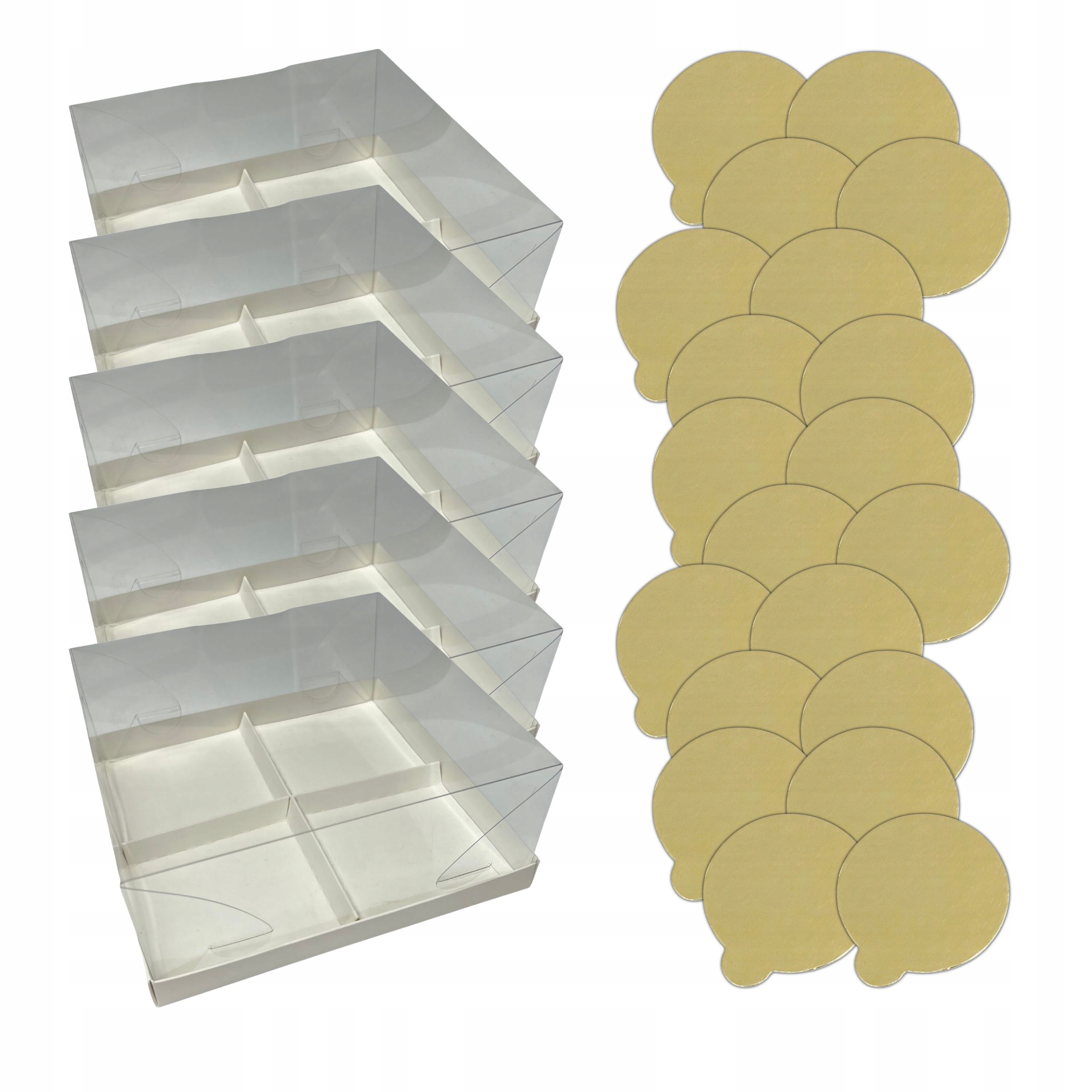 Levně Set Krabička na 4 monoporce 19x19x8 cm bílá Podložky banketové Zlaté