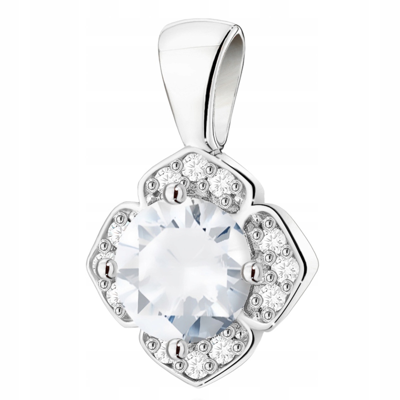 Zlatý Přívěsek Přívěsek pr. 585 Květina Brilianty 0,06 ct a Safír 0,60 ct