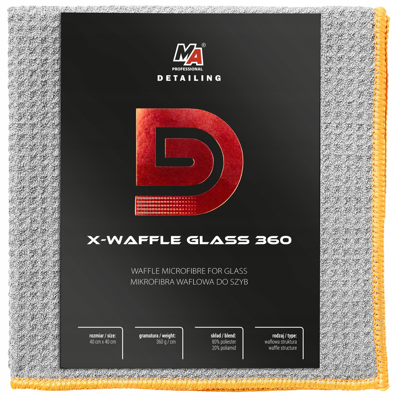 Mikrofibra Waflowa Do Czyszczenia Szyb Ma X-Waffle Glass 40x40cm 360gsm